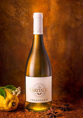 Bouteille vin blanc Via Caritatis ciitron